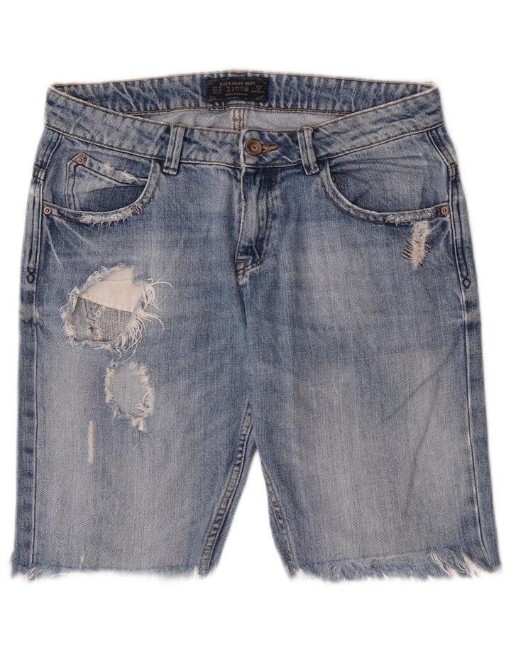 Damskie spodenki jeansowe Zara w trudnej sytuacji EU 38 Small W28 niebieskie