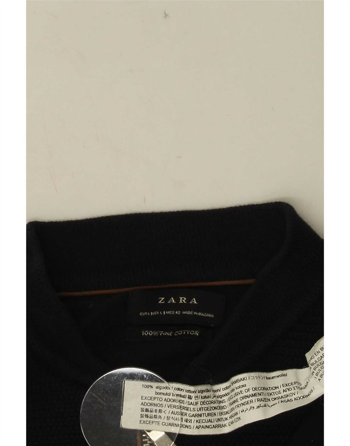 Zara Męski sweter rozpinany, duży, granatowy, bawełniany