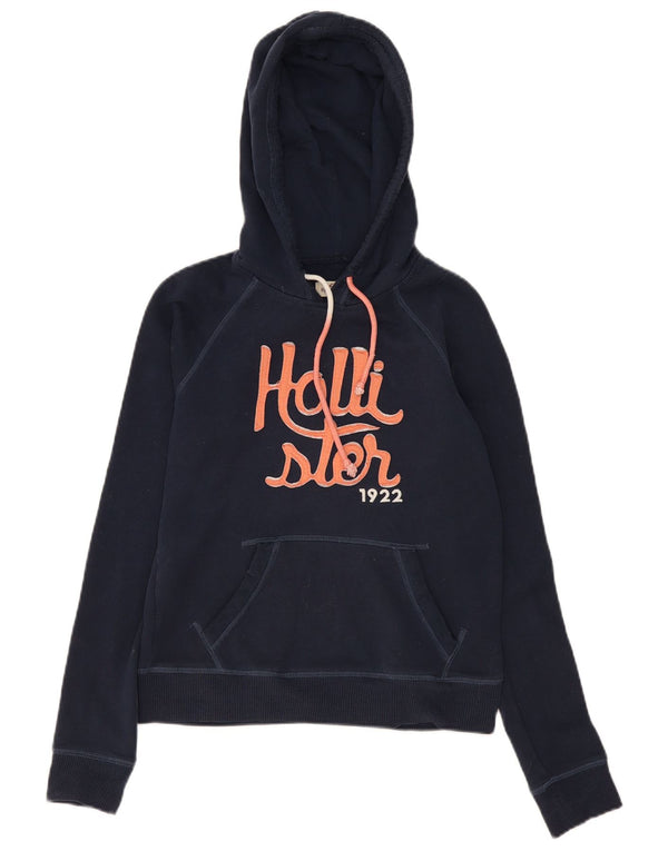 Damski sweter z kapturem Hollister, UK 10, mały, granatowy, bawełniany