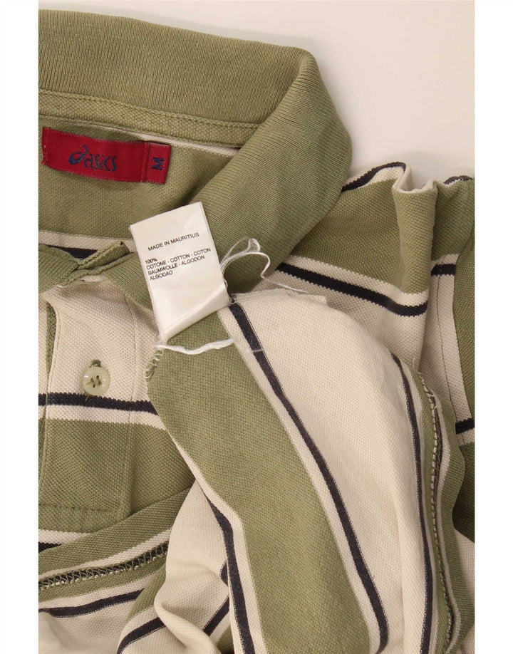 Męska koszulka polo Asics, bawełniana w paski w kolorze khaki