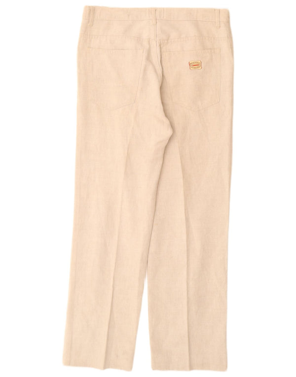 CARRERA Womens Straight Casual Trousers IT 50 Large W34 L30 Beige Linen