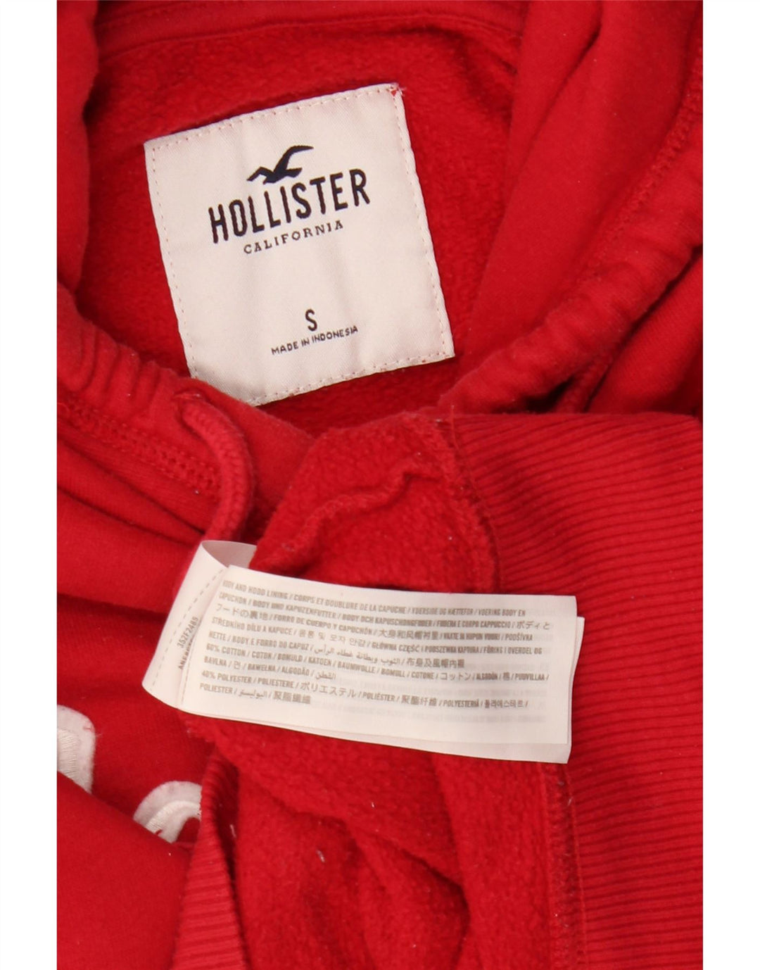 Damski sweter z kapturem HOLLISTER UK 10 Small, czerwony, bawełniany