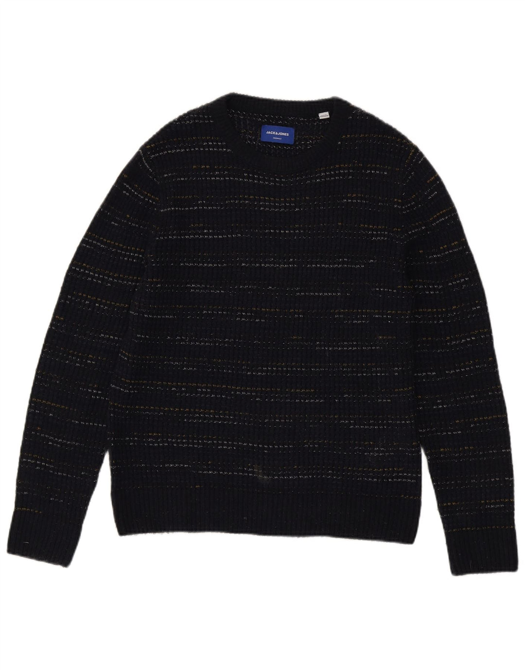 Męski sweter Jack & Jones z dekoltem w łódkę, średni granatowy w prążki