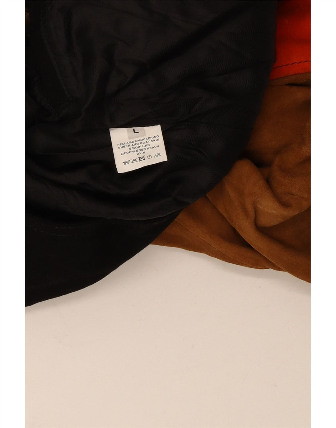 Damska zamszowa kurtka motocyklowa w stylu vintage UK 16, duża, wielobarwna, z blokami kolorów