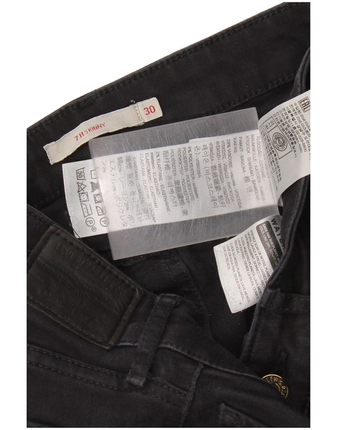 Damskie jeansy Levi's 711 Skinny W30 L34 Czarna bawełna