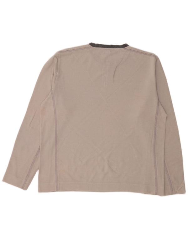 HUGO BOSS Mens Top Long Sleeve XL Off White Colourblock Cotton