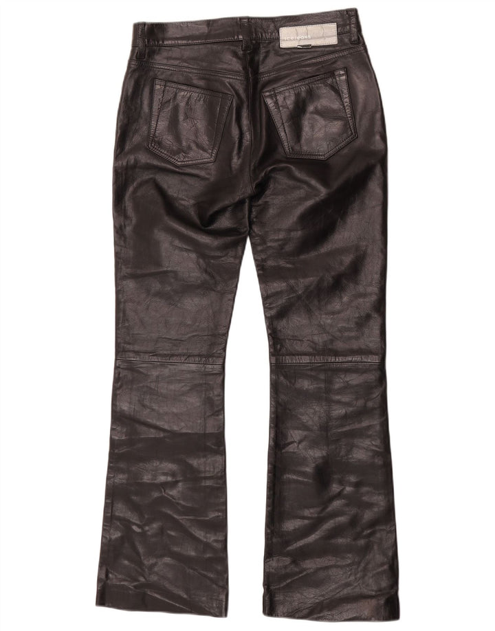 Damskie spodnie skórzane Bootcut Iceberg W27 L29 Czarna skóra