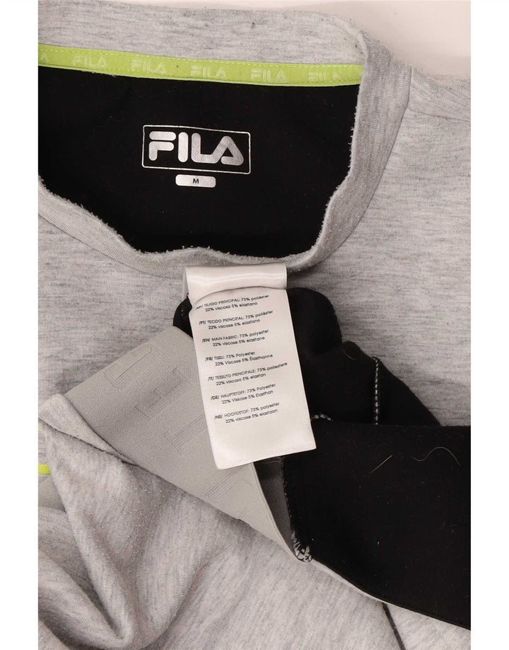 Męski sweter z grafiką Fila, średnioszary, poliester z blokami kolorów