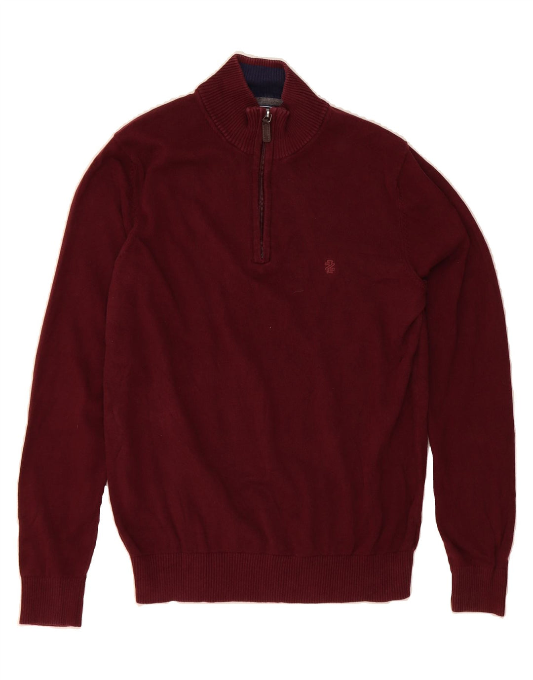 IZOD Mens Zip Neck Jumper Sweater Small Maroon Cotton Vintage Izod and Second-Hand Izod from Messina Hembry 