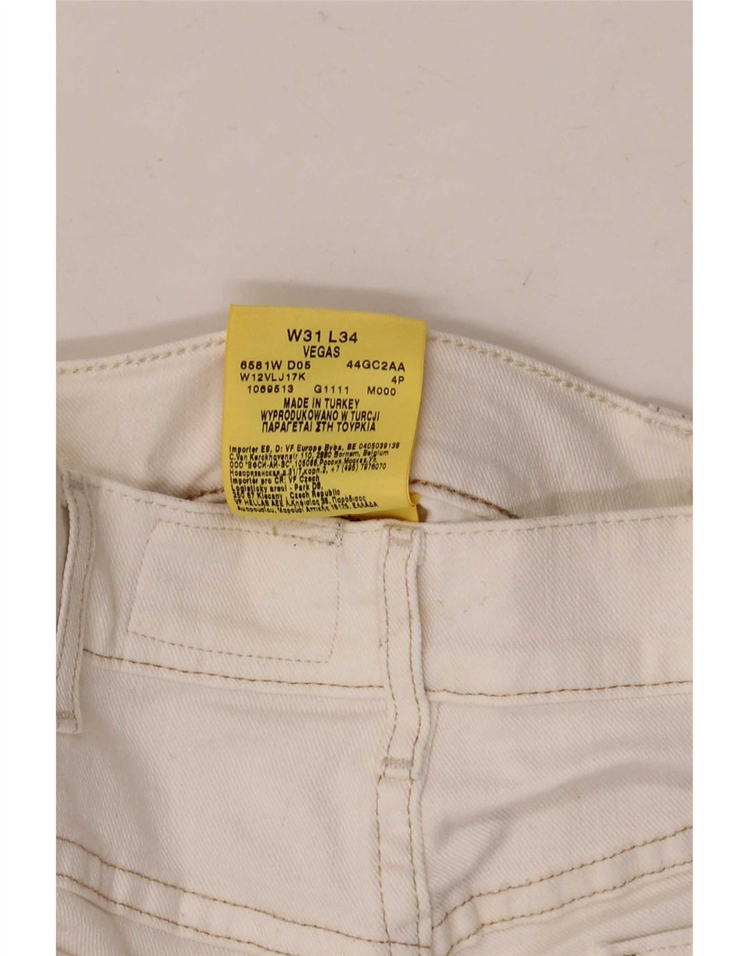 Męskie spodenki jeansowe Wrangler Vegas W31 Średniobiała bawełna