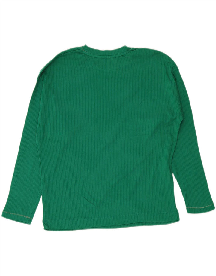 MARKS & SPENCER Womens Oversized Top Long Sleeve UK 10 Small Green Cotton Vintage Marks & Spencer and Second-Hand Marks & Spencer from Messina Hembry 