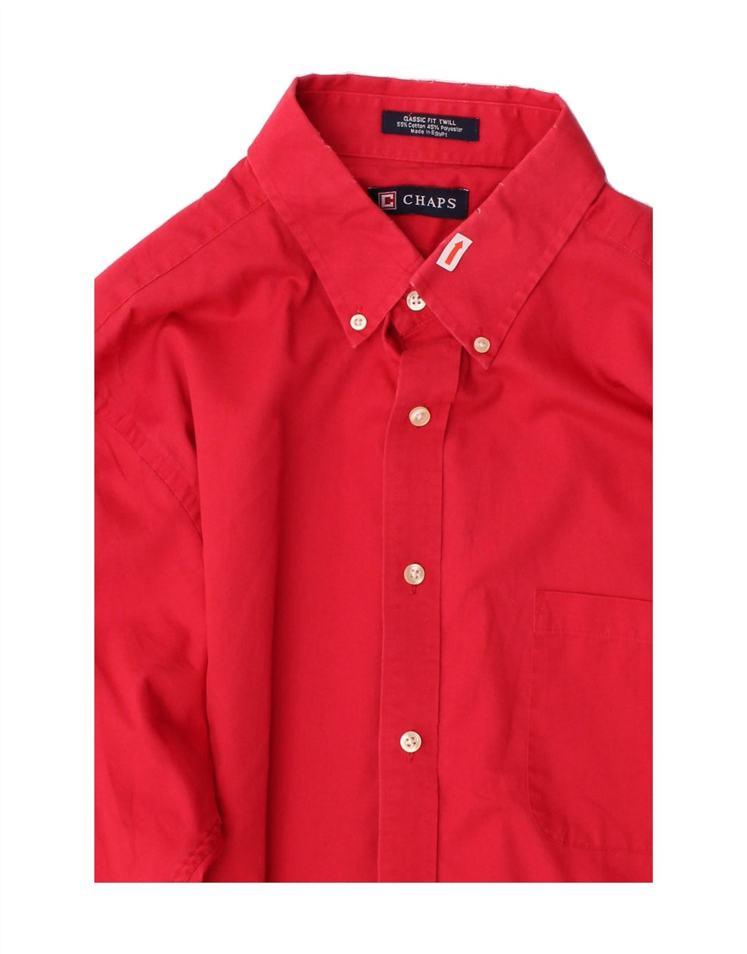 CHAPS Mens Classic Fit Shirt Size 16 1/2 Large Red Cotton Vintage Chaps and Second-Hand Chaps from Messina Hembry 