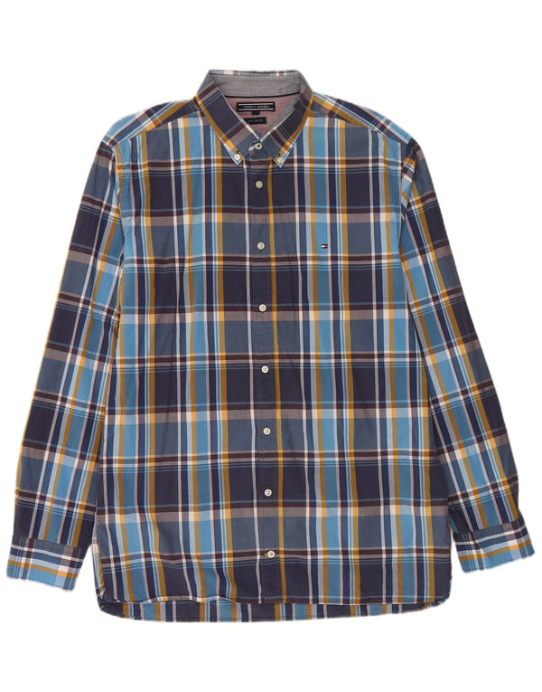Męska koszula Tommy Hilfiger New York Fit XL, granatowa, bawełniana w kratkę