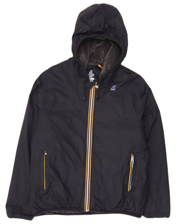K-Way Mens Hooded Windbreaker Jacket UK 42 XL Navy Blue Polyamide