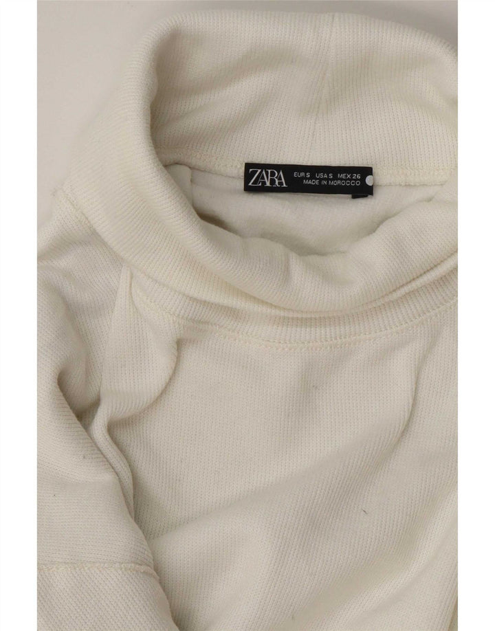Damski sweter Zara Crop Oversize z golfem UK 10 Small White