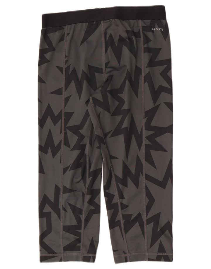Damskie legginsy Nike Dri Fit Capri UK 12, średnioszary, geometryczny poliester