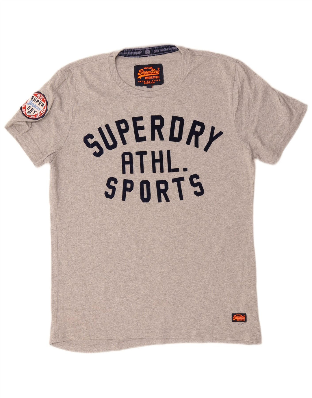 SUPERDRY Męski T-shirt z grafiką, duży, szary, bawełniany