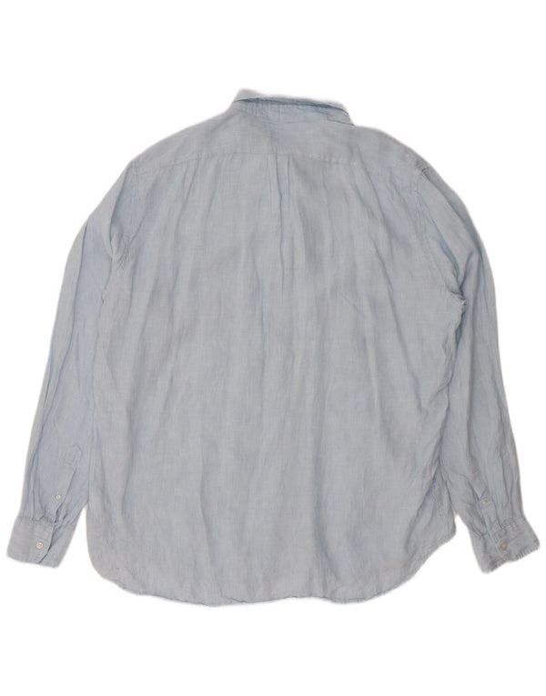 J. CREW Męska wysoka koszula o klasycznym kroju 2XL, niebieska lniana