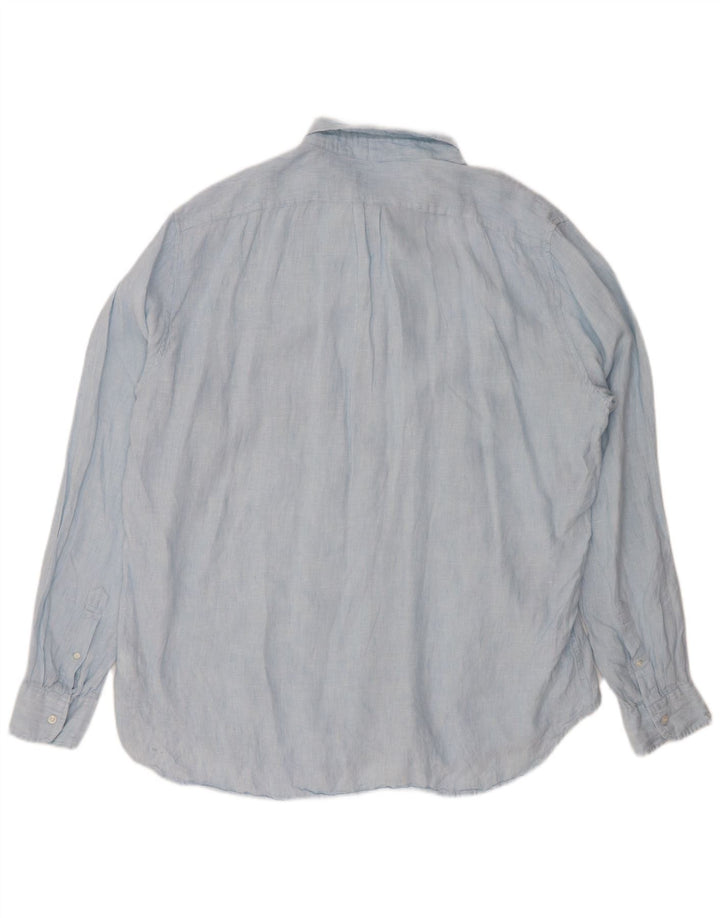 J. CREW Męska wysoka koszula o klasycznym kroju 2XL, niebieska lniana