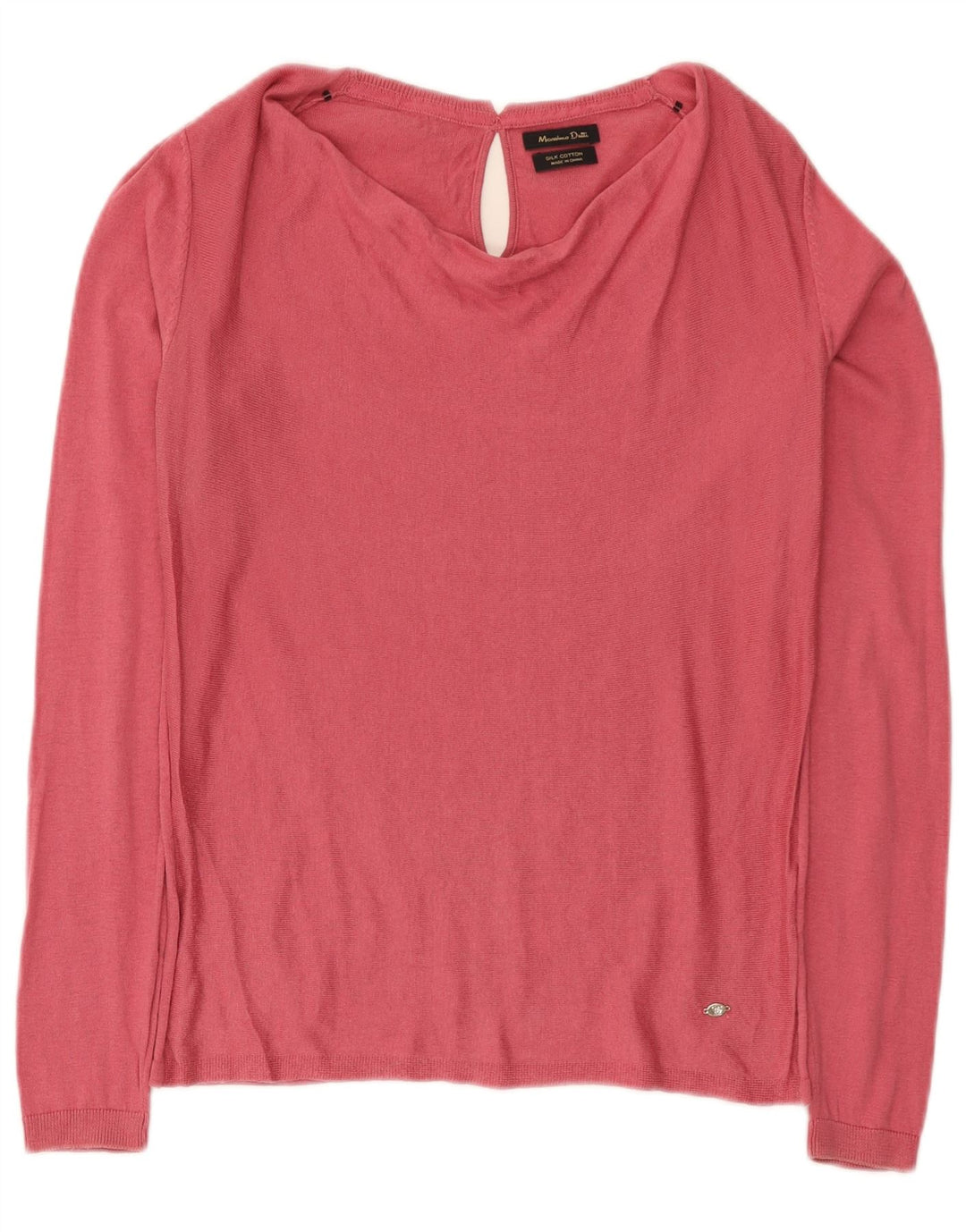 Damski top Massimo Dutti z długim rękawem UK 12, średni różowy jedwab