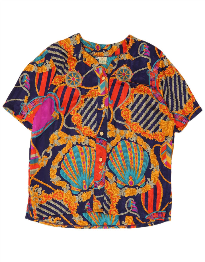 Vintage damska bluzka koszulowa w abstrakcyjny wzór IT 50 XL granatowa