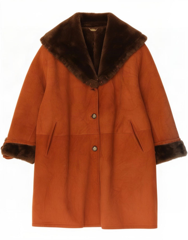 Vintage damski płaszcz oversize IT 42 średni brąz