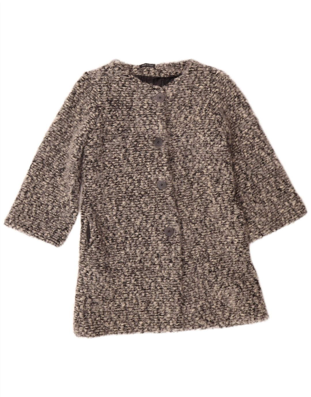 VINTAGE Womens Longline 4 Button Blazer Jacket UK 12 Medium Grey Flecked