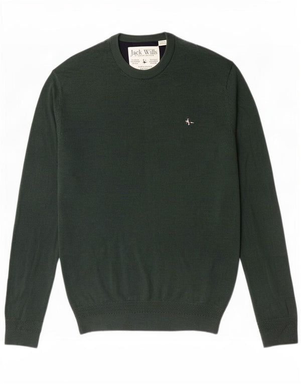 Jack Wills Mens Crew Neck Jumper Sweater Small Green Cotton