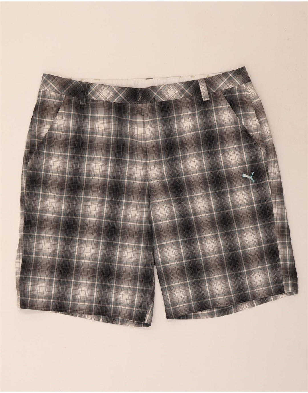 Męskie spodenki Chino Puma W40 XL Szary poliester w kratkę