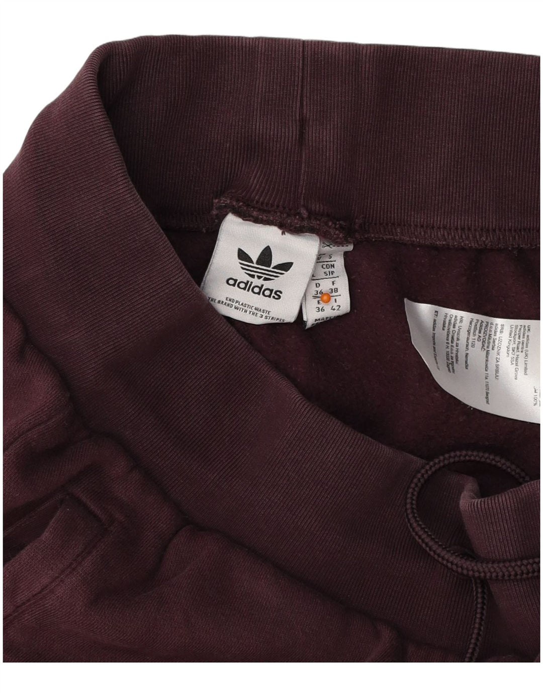Damskie spodnie dresowe ADIDAS Joggers UK 10 Small Burgundowa bawełna