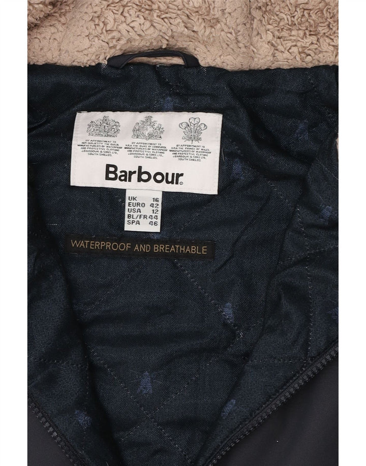 Damska kurtka parka z kapturem Barbour UK 16, duża, granatowa