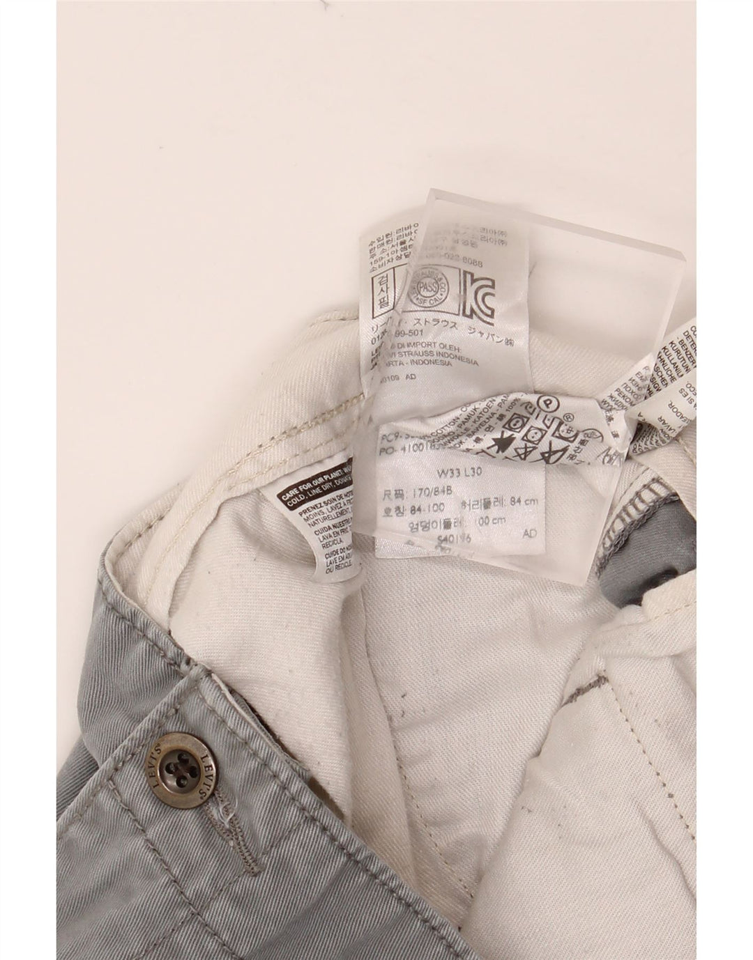 Męskie proste spodnie chino LEVI'S W33 L30 Szara bawełna