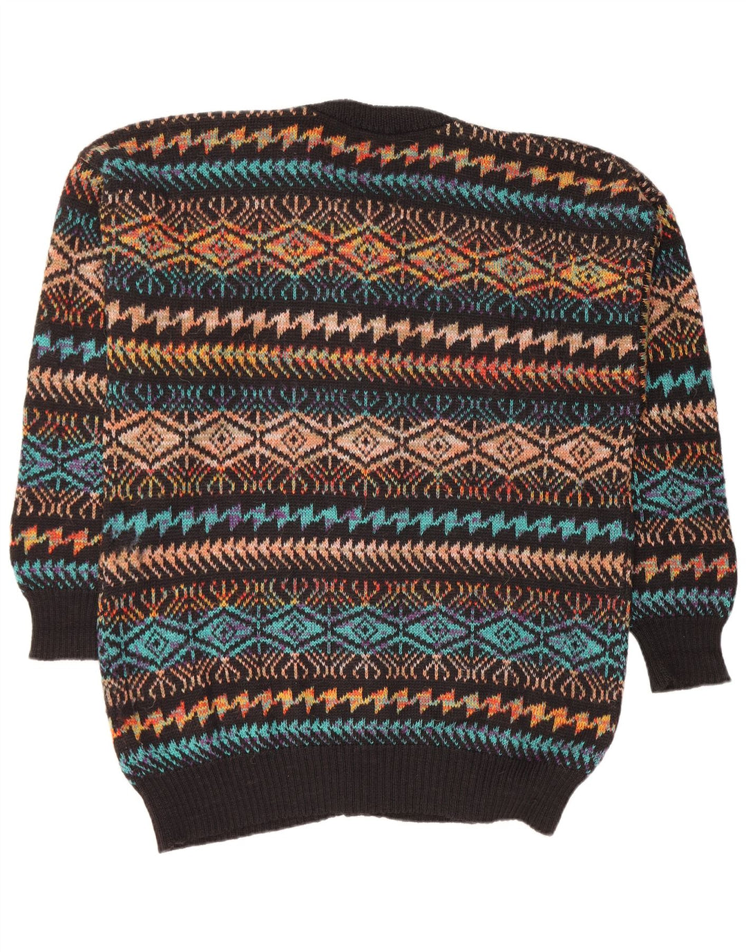 Męski sweter rozpinany VINTAGE, duży, czarny, geometryczny