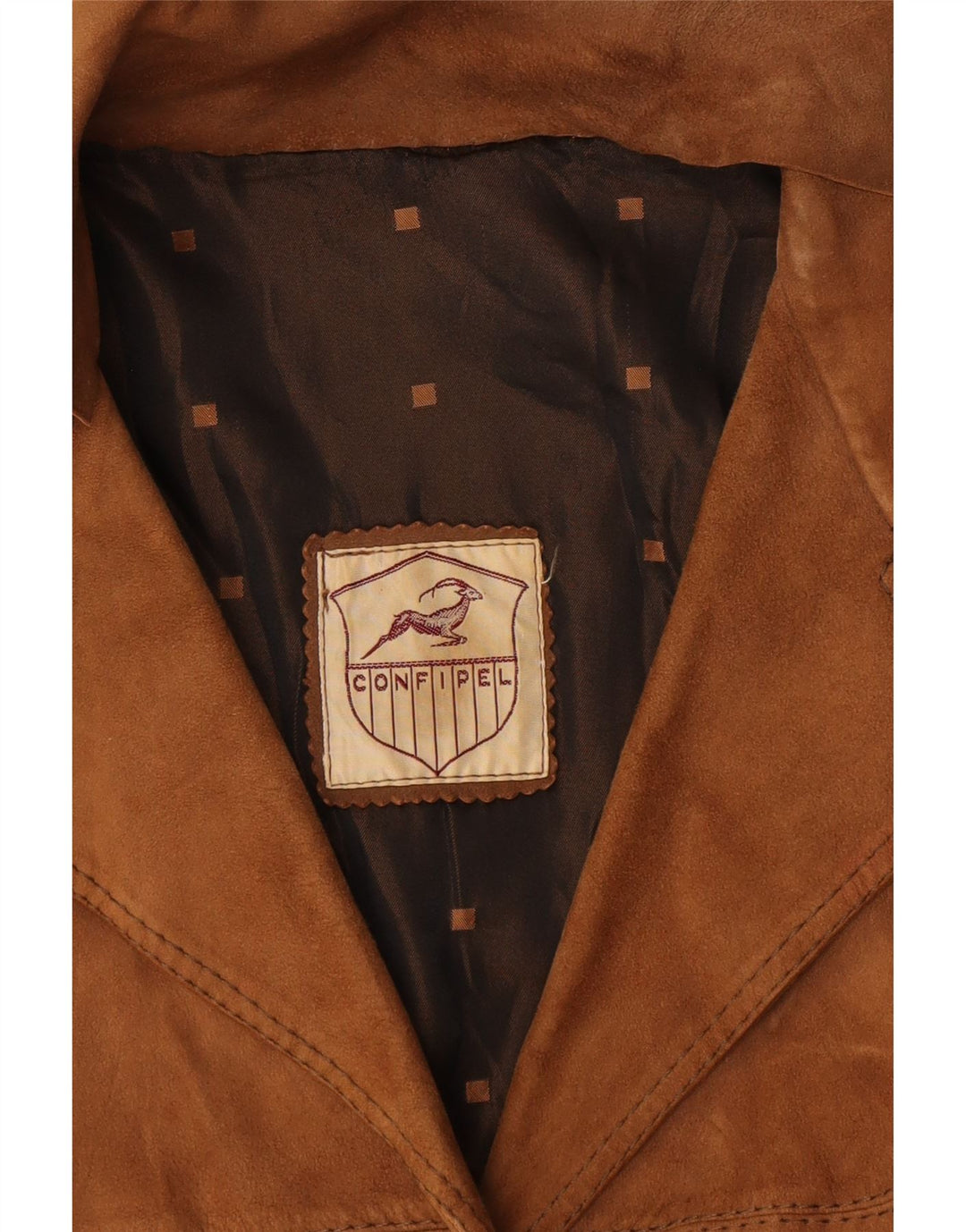 Zamszowa marynarka damska VINTAGE zapinana na 3 guziki UK 16, duża brązowa