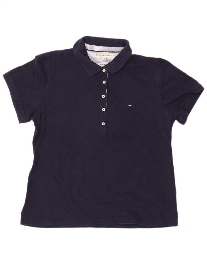 Damska koszulka polo Slim Fit TOMMY HILFIGER UK 18 XL, granatowa, bawełniana