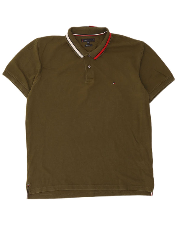 Męska koszulka polo o regularnym kroju Tommy Hilfiger, bawełna khaki, 2XL