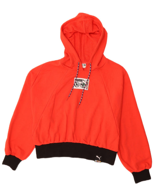 Damska bluza z kapturem Puma z grafiką, oversize, UK 10, mała, czerwona, z blokami kolorów