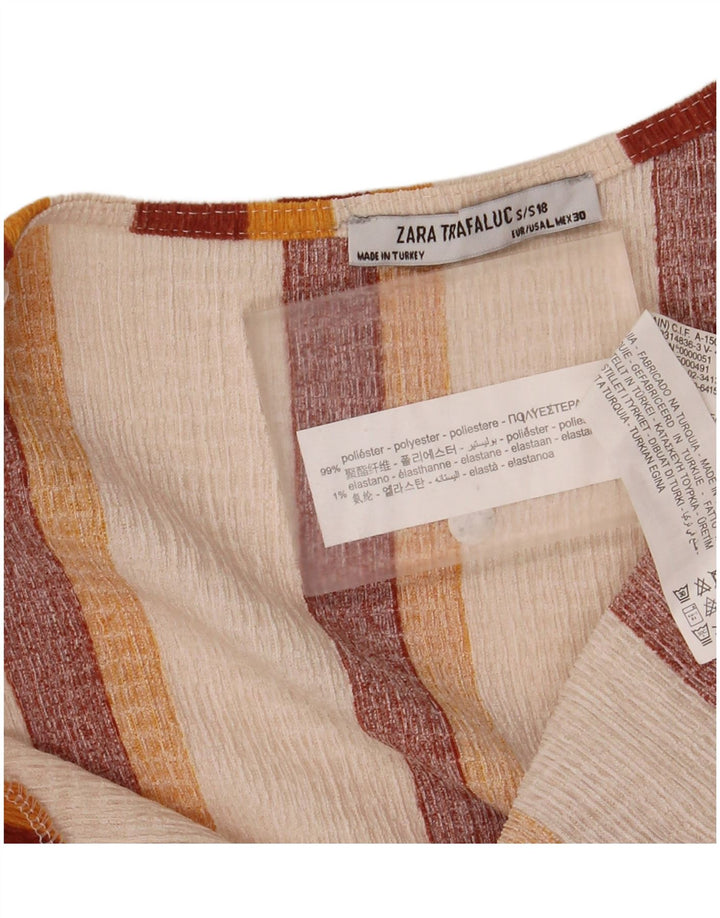 Damska bluzka Zara Trafaluc Top UK 14 z poliestru w duże złamane białe paski