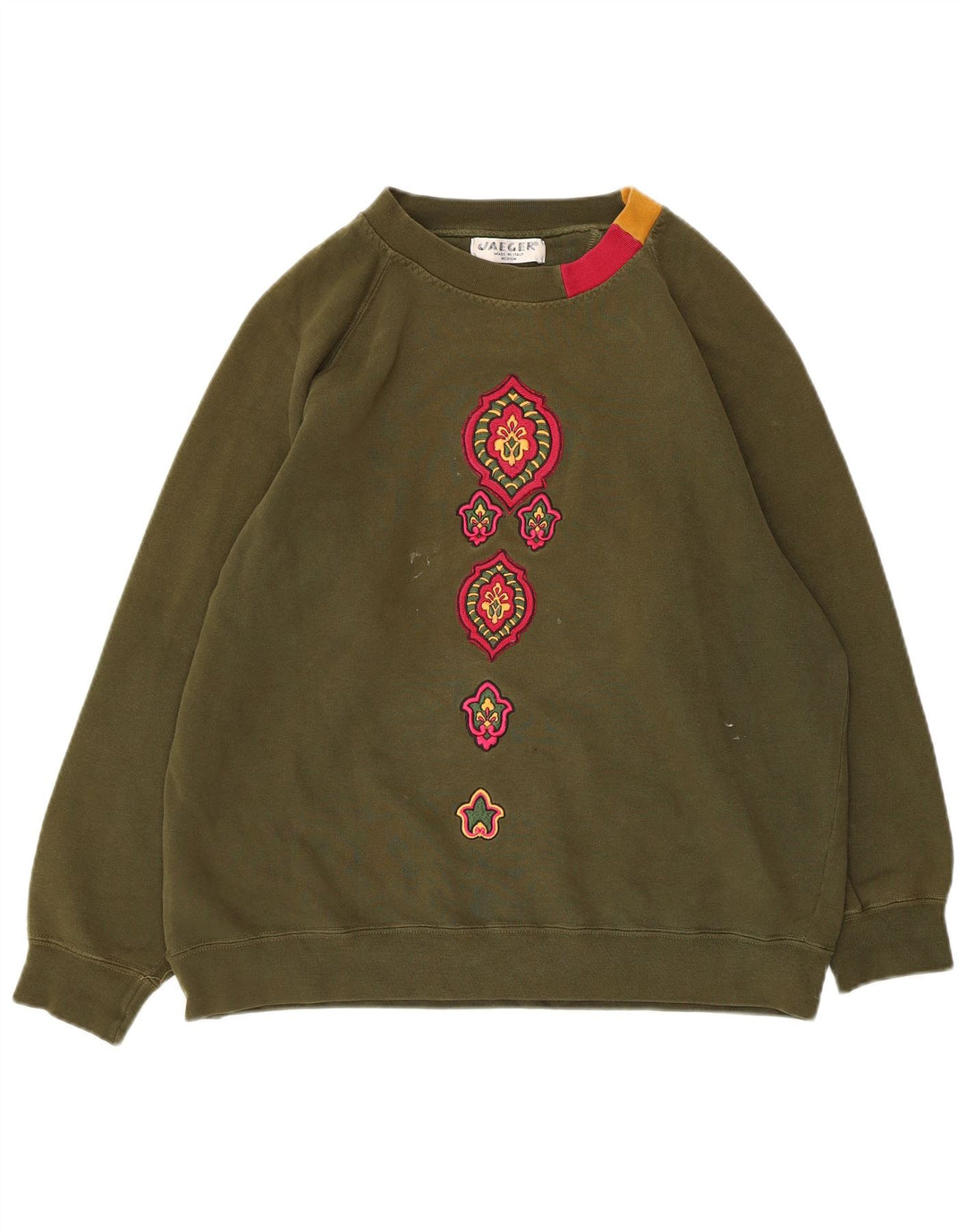 Damska bluza oversize Jaeger UK 12, średnia khaki, bawełna w kwiaty