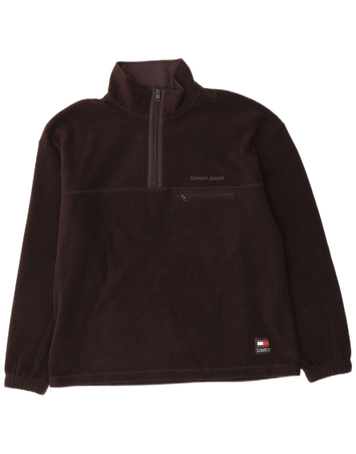 Męski sweter polarowy z zamkiem błyskawicznym XL TOMMY HILFIGER, czarny, poliestrowy