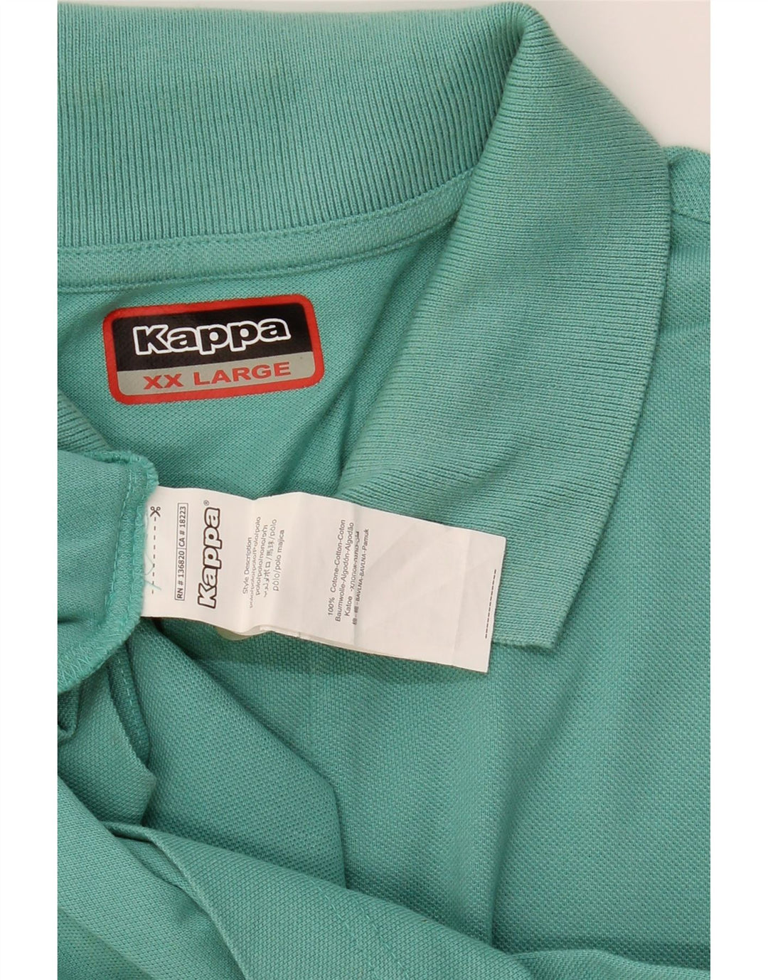 KAPPA Mens Polo Shirt 2XL Turquoise Cotton Vintage Kappa and Second-Hand Kappa from Messina Hembry 