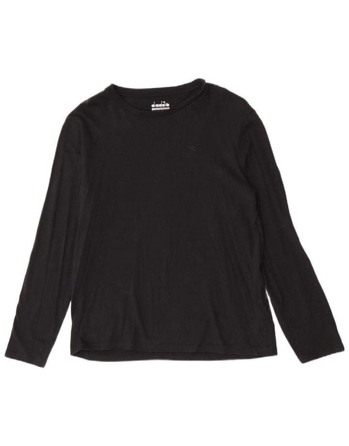 Męski top Diadora z długim rękawem, mały, czarny, bawełniany