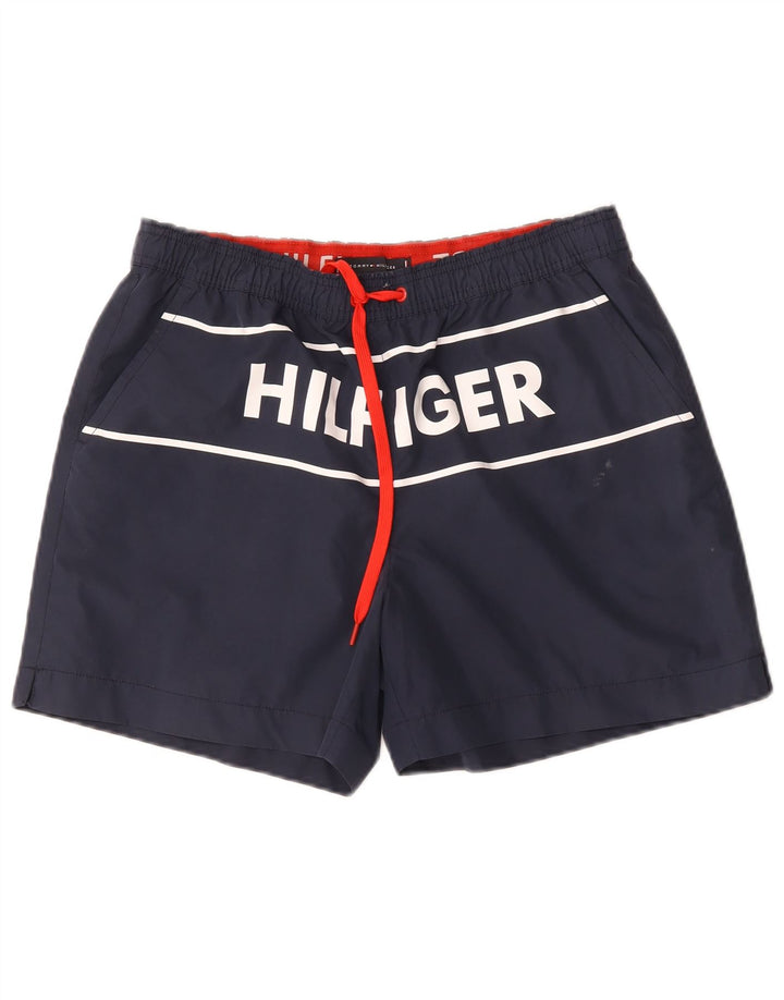 Męskie spodenki kąpielowe Tommy Hilfiger z grafiką, średni granatowy poliester
