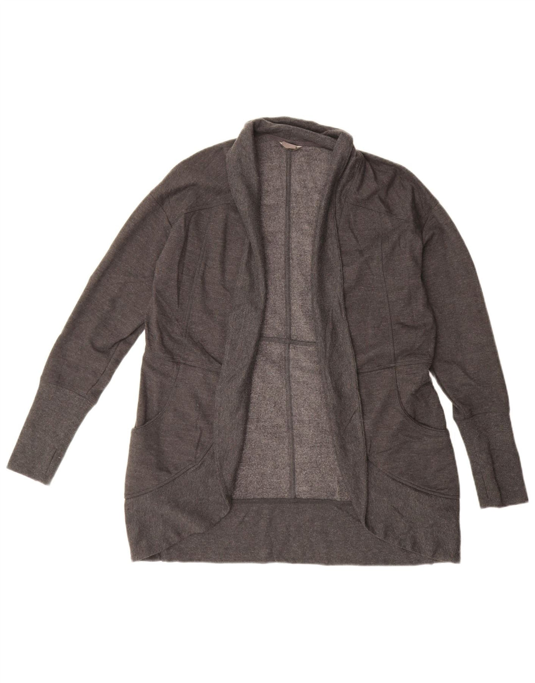 Damski sweter oversize Eddie Bauer z otwartym kardiganem UK 10, mały, szary, bawełniany