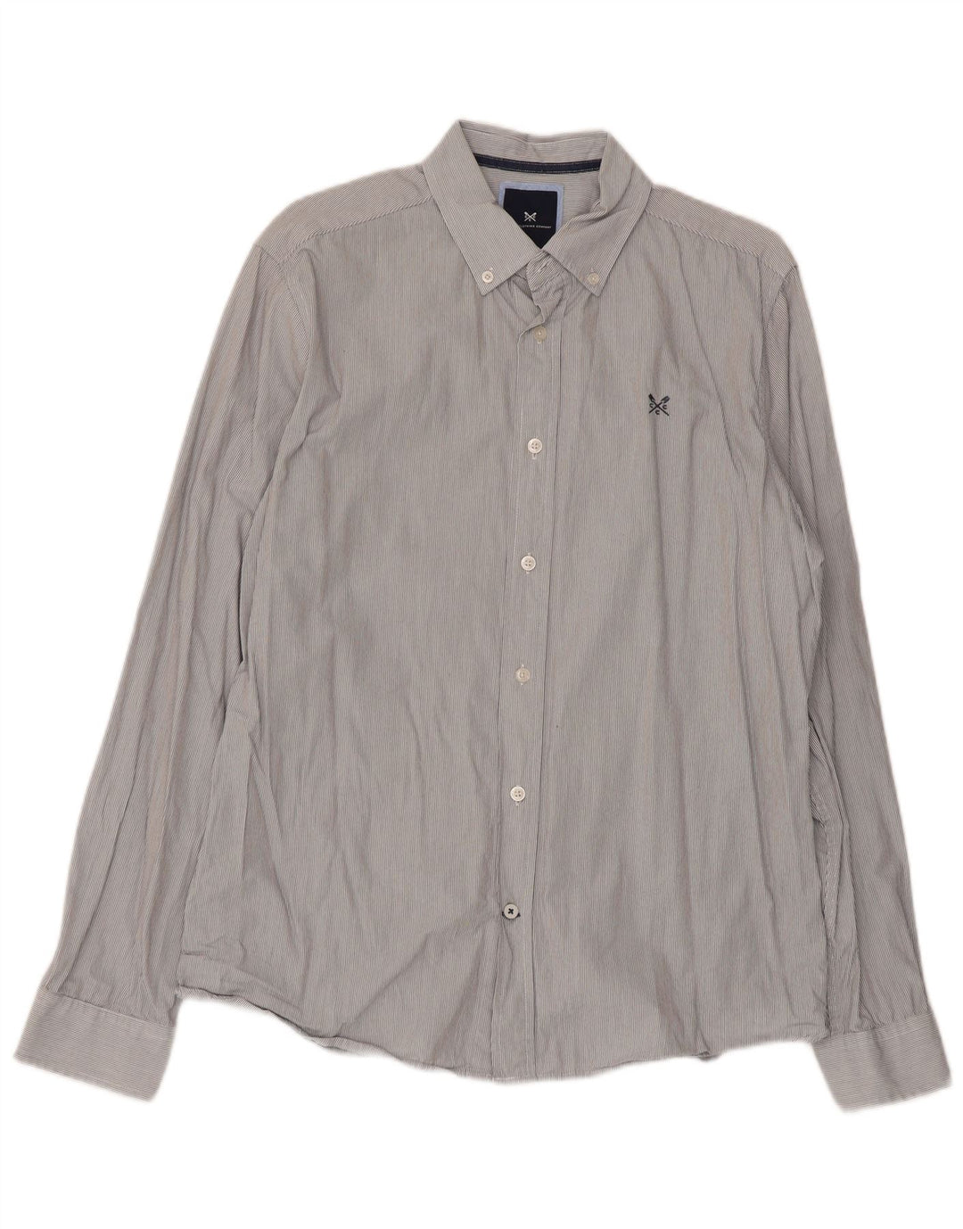 Crew Clothing Męska koszula o dopasowanym kroju, średnioszara, bawełniana w prążki