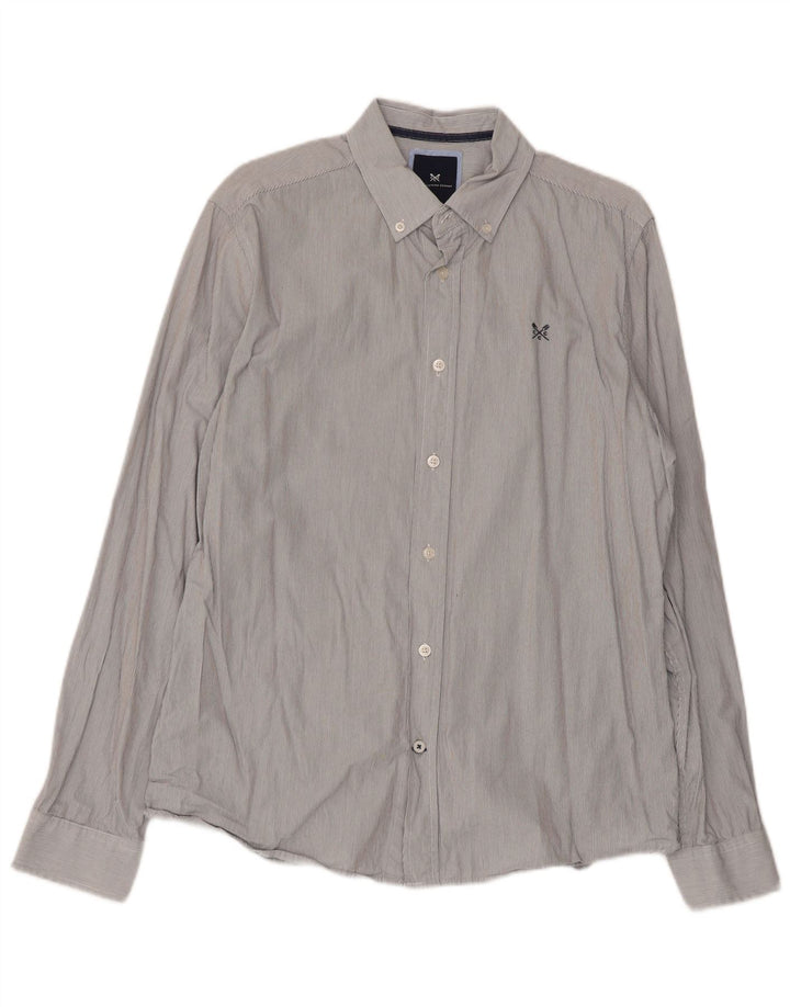 Crew Clothing Męska koszula o dopasowanym kroju, średnioszara, bawełniana w prążki