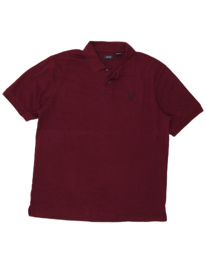 Męska koszulka polo Izod, duża, bordowa, bawełniana