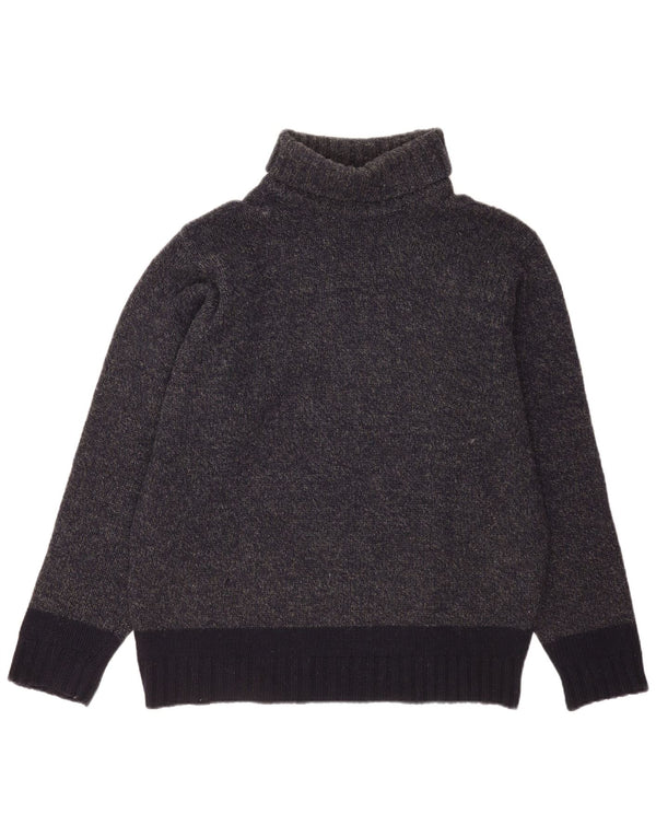 Męski sweter z golfem L.O.G.G XL, szary, z blokami kolorów, z dziewiczej wełny