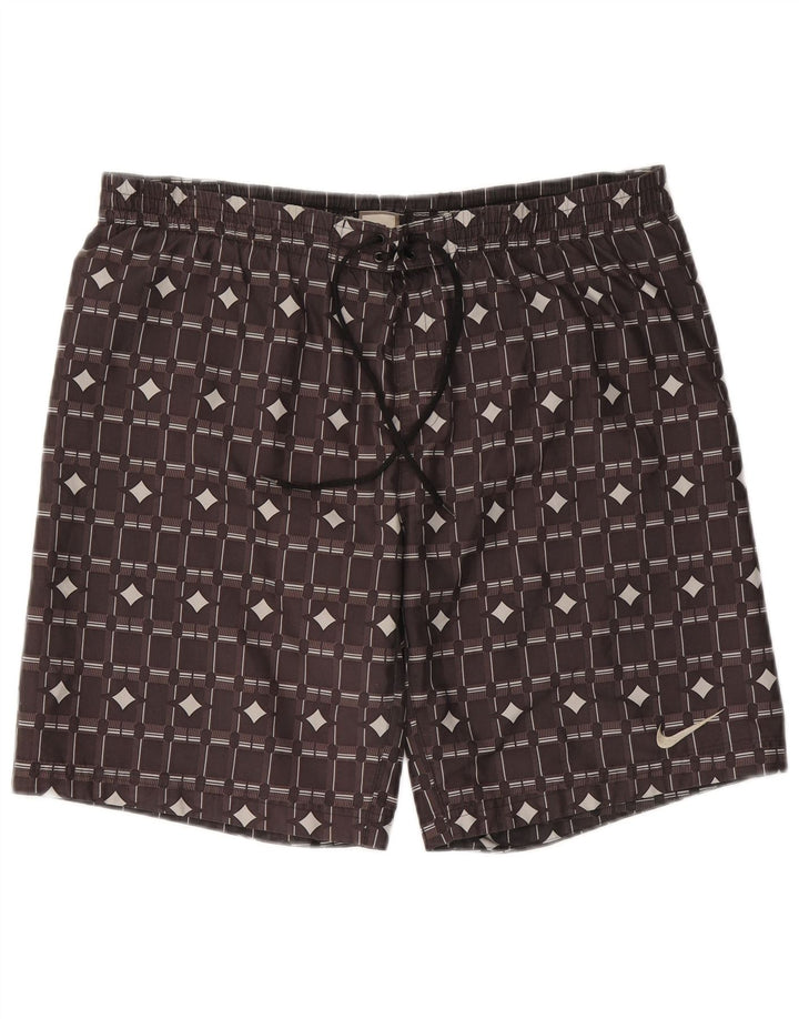 Męskie spodenki kąpielowe Nike, duże, brązowe, geometryczne, z poliestru