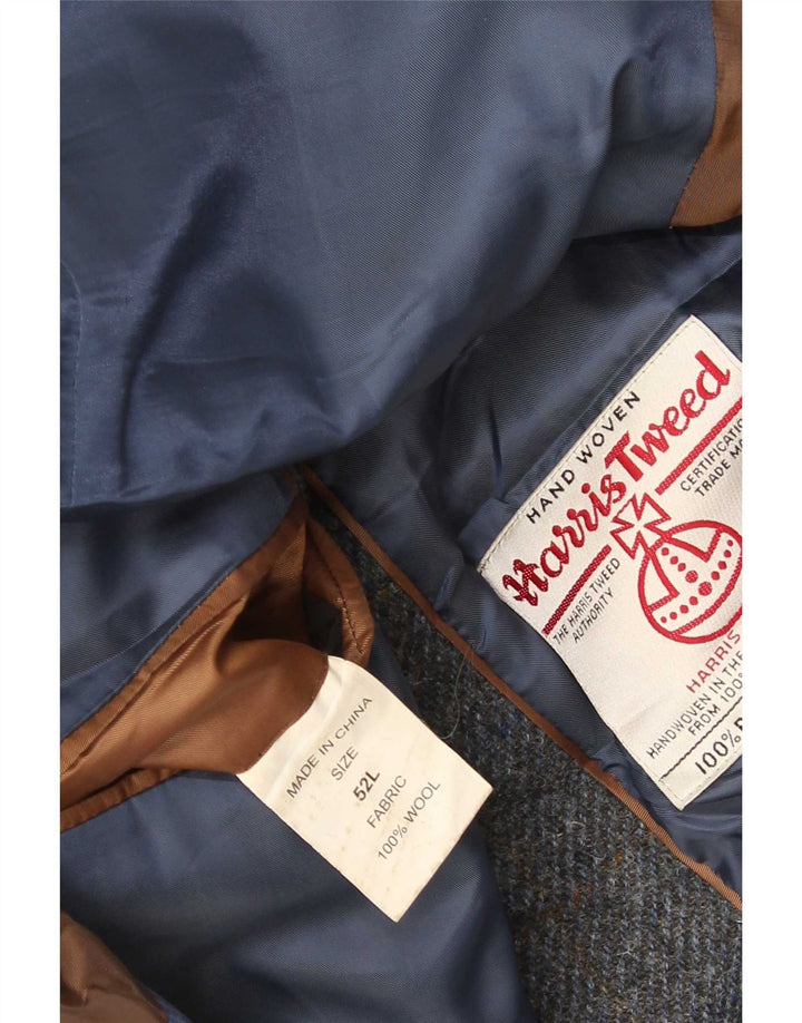 Męska marynarka zapinana na 2 guziki Harris Tweed IT 52 XL Szara wełniana kratka